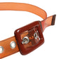 Orange PVC Waist Women Cintura Square Buckle Belt