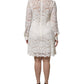 White Floral Lace Viscose Collared Mini Dress
