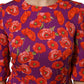 Purple Silk Floral Print Midi Sheath Dress