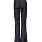Dark Blue Cotton Flared Wide Leg Denim Jeans