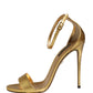 Gold Leather Keira High Heels Sandals Shoes