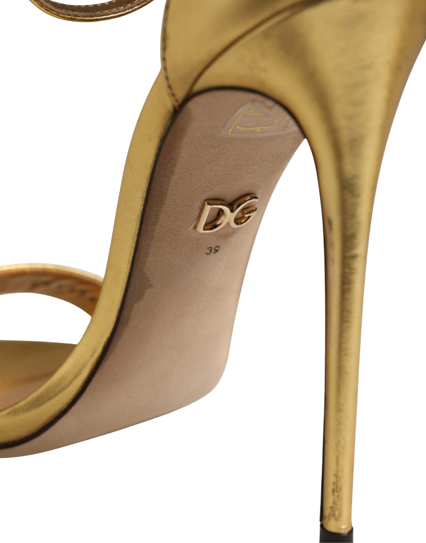 Gold Leather Keira High Heels Sandals Shoes