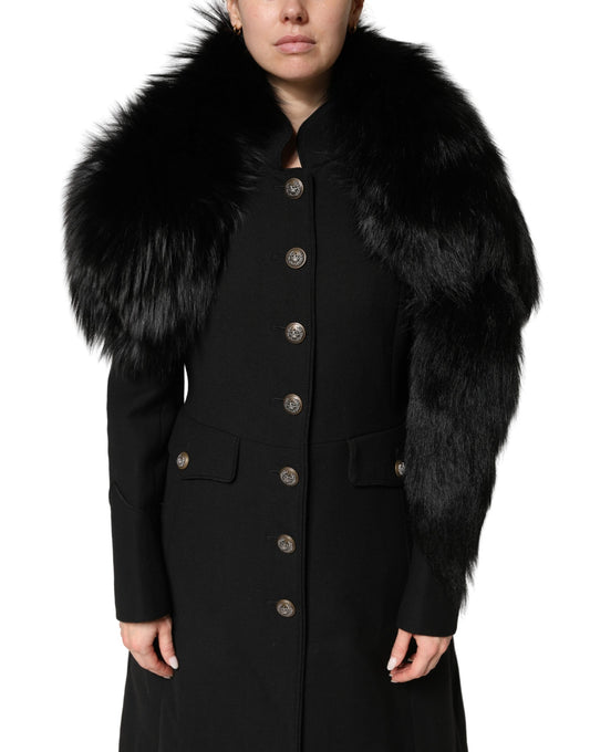 Black Fox Fur Neck Wrap Warmer Winter Scarf