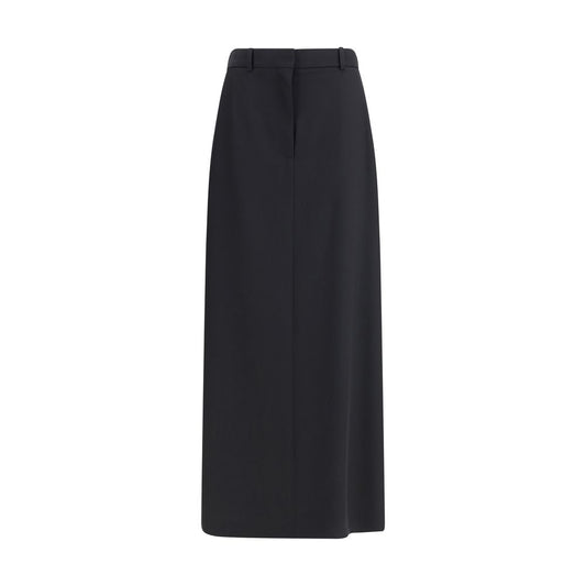Black Fleece Wool Long Skirt