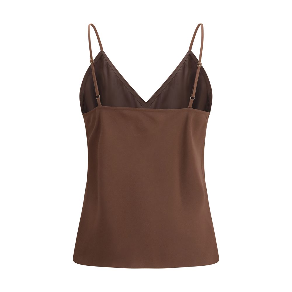 Brown Acetate Sleeveles T-Shirt