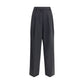 Black Polyester Casual Pants
