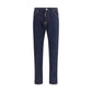 Blue Cotton Straight-Leg Jeans