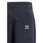 Blue Cotton Flared Jeans