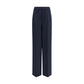 Blue Silk Casual Pants