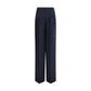 Blue Silk Casual Pants