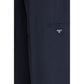 Blue Silk Casual Pants