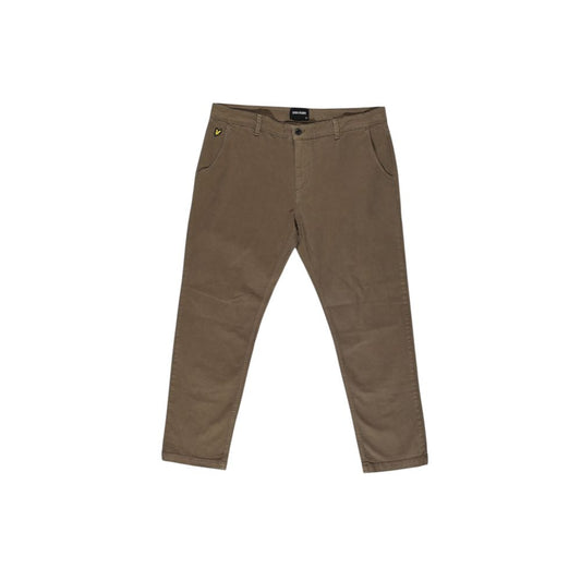 Beige Cotton Casual Pants