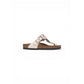 Pink Leather Flat Sandals