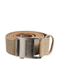 Men Beige Canvas Silver Metal Buckle Cintura Belt