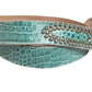 Women Green Leather Croco Print Studded Belt