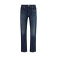 Blue Cotton Flared Jeans