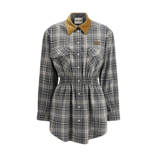 Gray Cotton Casual Dress