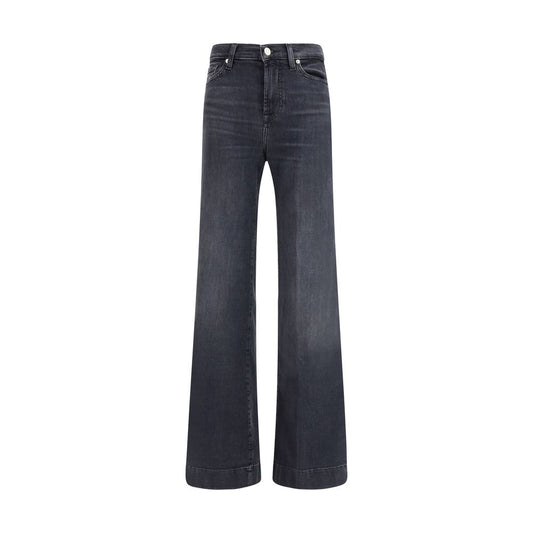 Black Cotton Flared Jeans