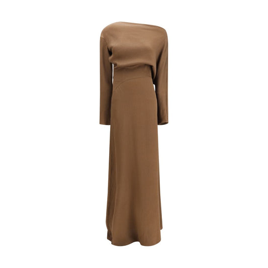 Brown Silk Casual Dress
