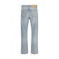Blue Cotton Straight-Leg Jeans