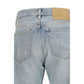 Blue Cotton Straight-Leg Jeans