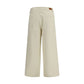 Beige Cotton Casual Pants