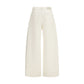 Beige Cotton Casual Pants
