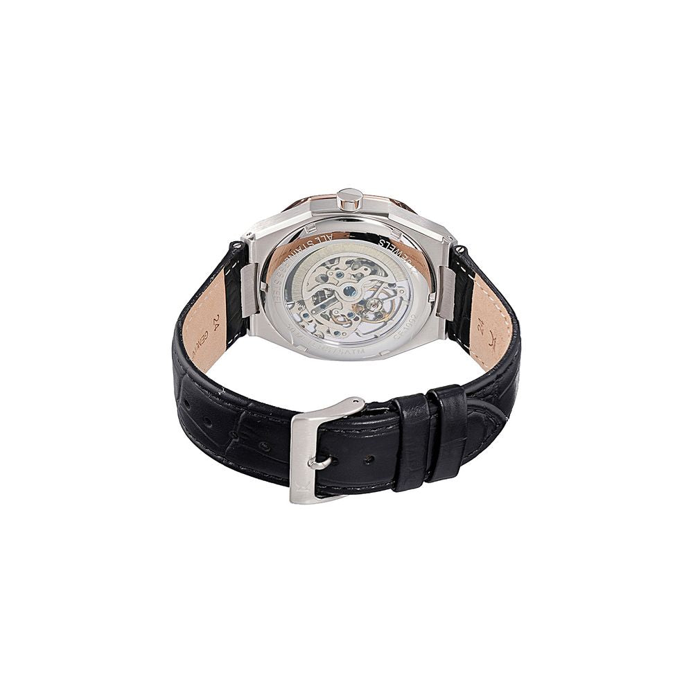 Black Leather Dress Watch