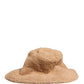 Beige Virgin Wool Fur Women Knitted Capello Hat