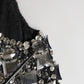 Black Wool Crystal Embellished Balaclava Hat