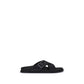 Black Calf Leather Bos Taurus Flat Sandals