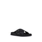 Black Calf Leather Bos Taurus Flat Sandals