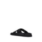 Black Calf Leather Bos Taurus Flat Sandals
