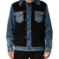 Black Blue Cotton Denim Blouson Men  Jacket