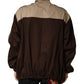 Brown Beige Cotton Zip Windbreaker Jacket