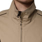 Brown Beige Cotton Zip Windbreaker Jacket
