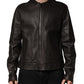 Black LambskinLeather Full Zip Biker Jacket