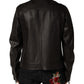 Black LambskinLeather Full Zip Biker Jacket