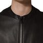 Black LambskinLeather Full Zip Biker Jacket