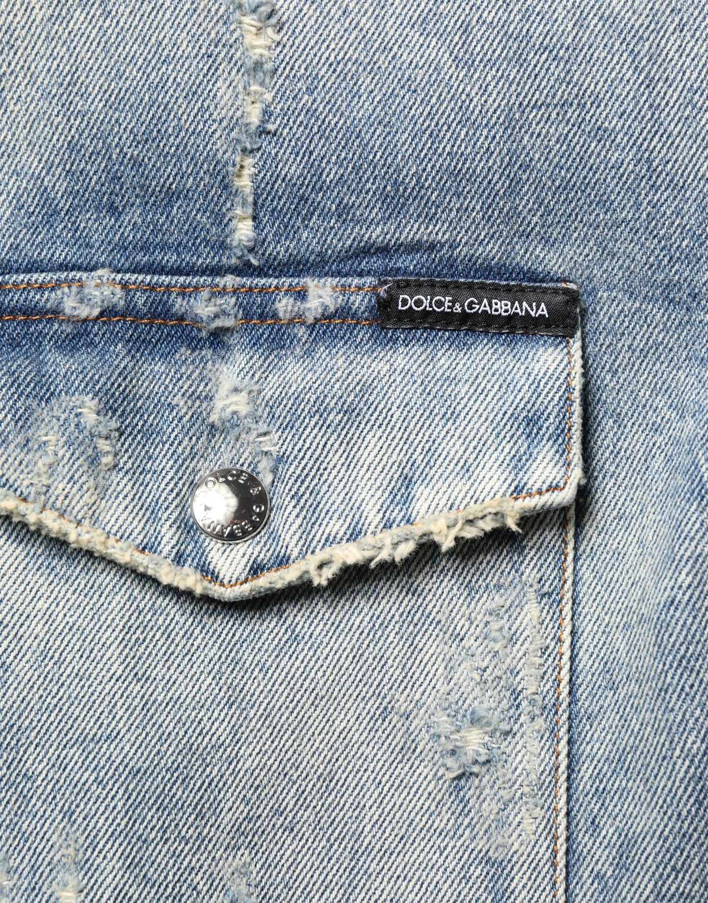 Blue Hooded Cotton Buttoned Denim Jacket