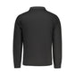 "Black Cotton Men's Sweatshirt with Half Zip and Pockets"