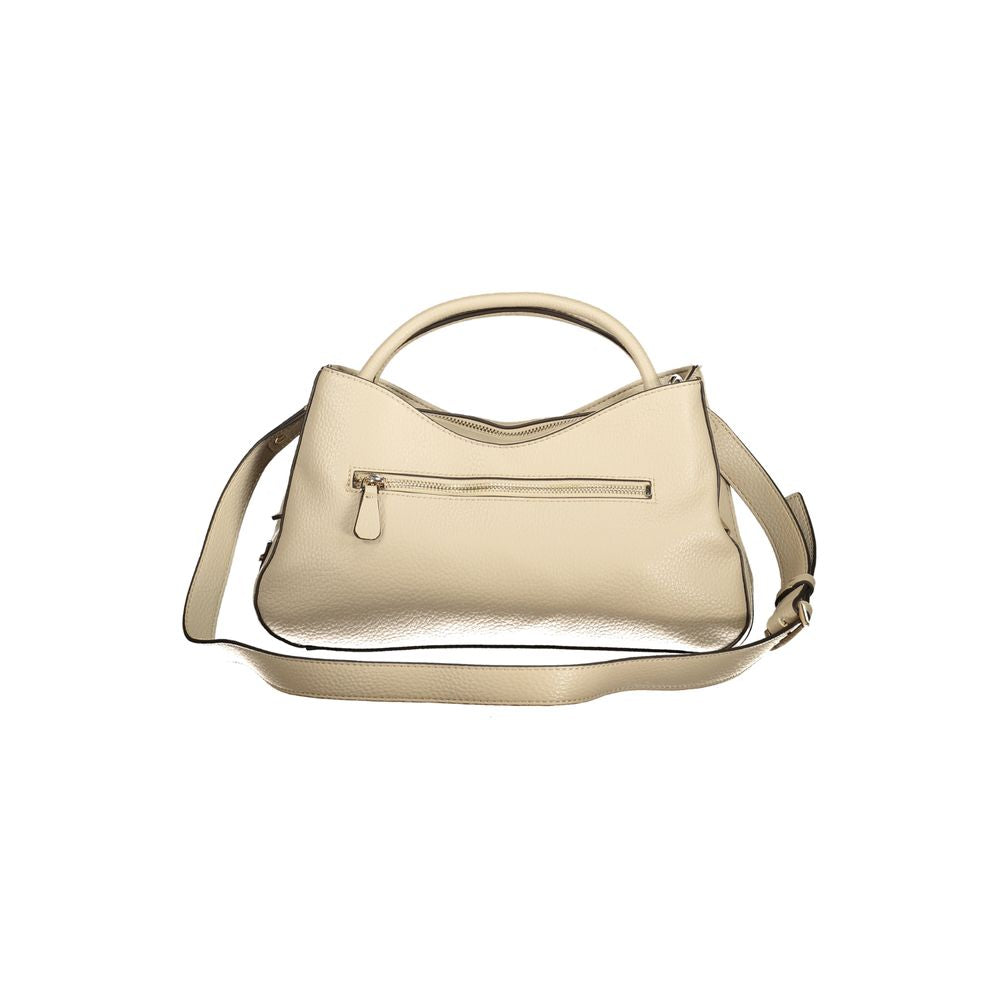 Beige Polyurethane Women Handbag