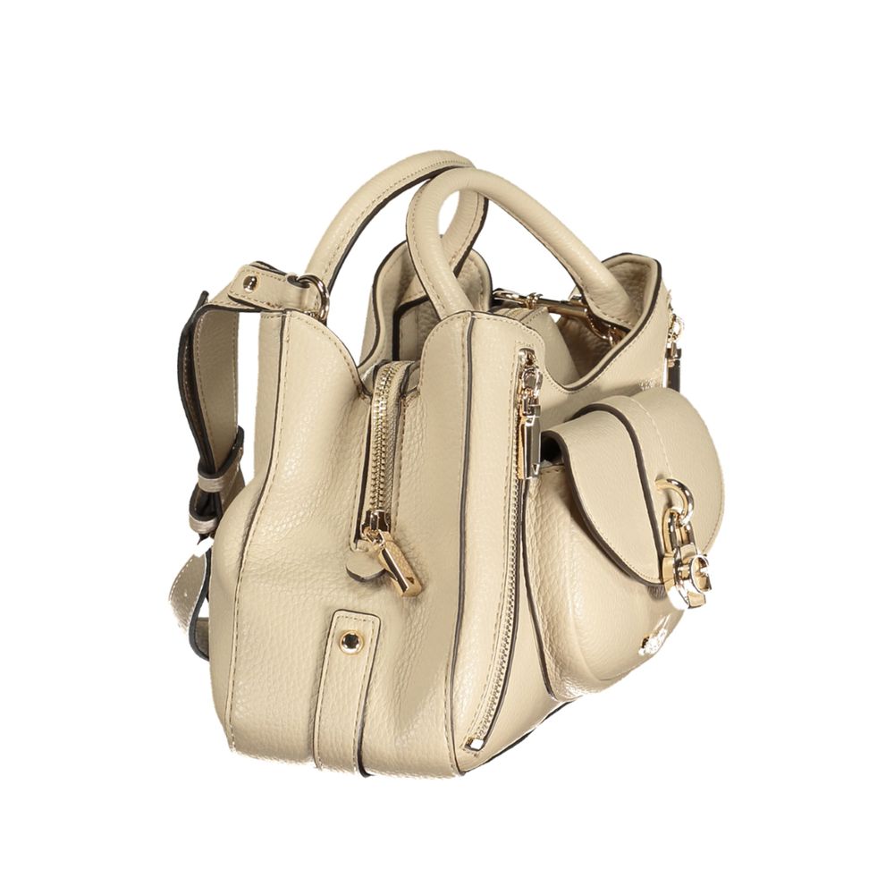 Beige Polyurethane Women Handbag