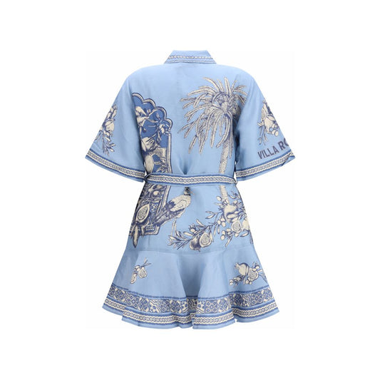Blue Linen Casual Dress