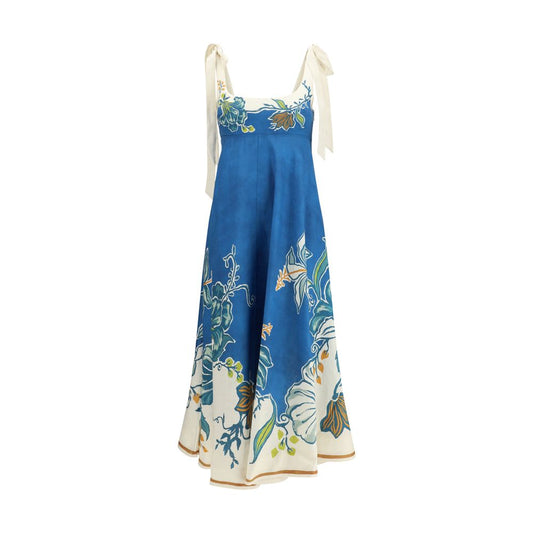 Blue Linen Casual Dress