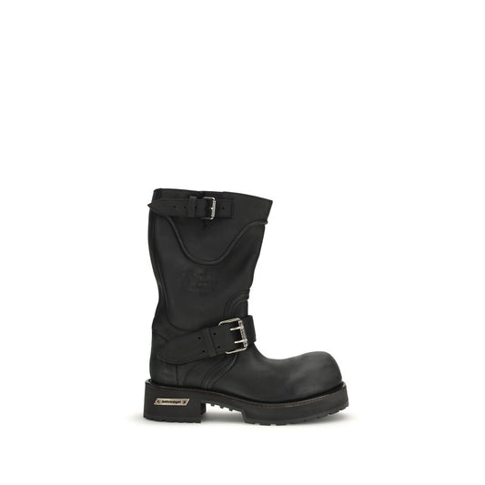Black Calf Leather Bos Taurus Lace-Up Boots