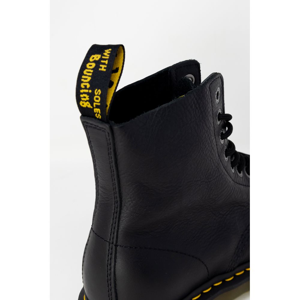 Black Leather Lace-Up Boots