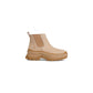 Beige Suede Leather Ankle Boots