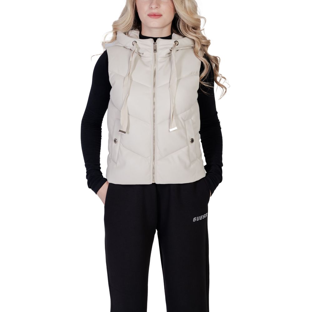Cream Polyethylene Sleveless Jacket