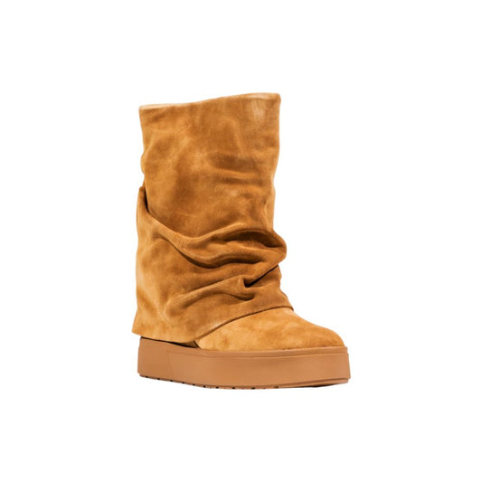 Beige Suede Leather Ankle Boots